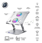 Base Para Pc Laptop Soporte Aluminio Ventilador Ajustable