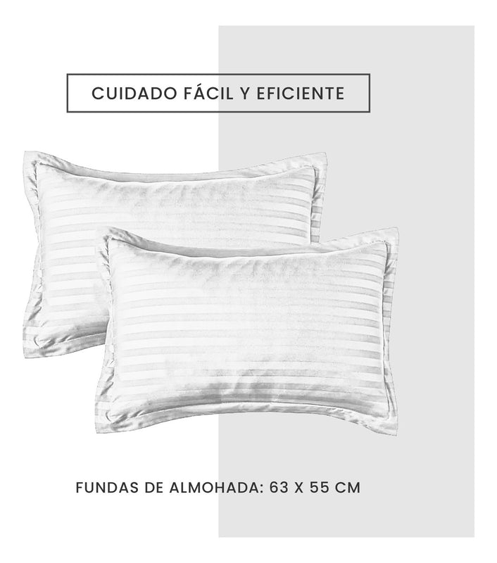 Edredon Cubrelecho Premium Cama Doble Con Fundas Para Almohada Blanco