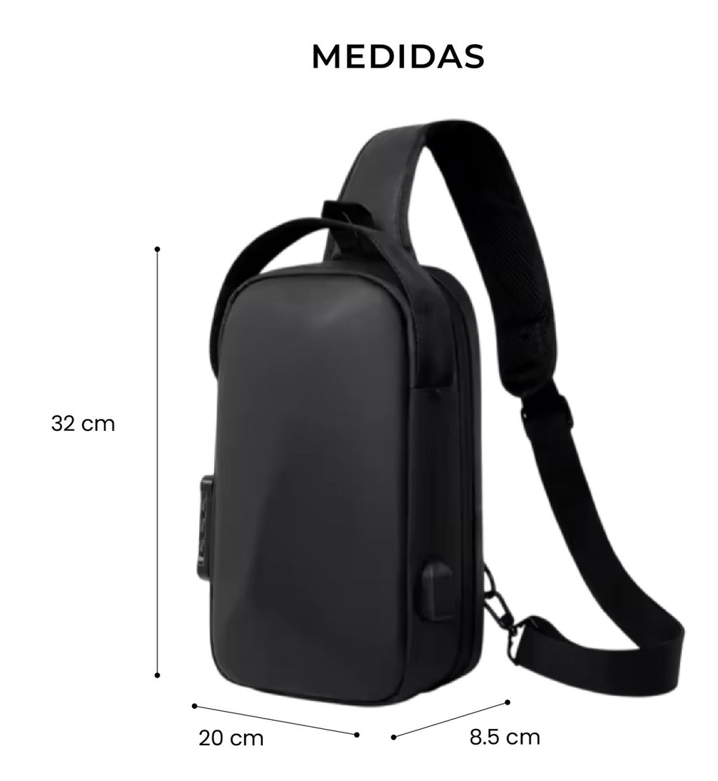 Morral Bolso Antirrobo Impermeable Con Puerto Usb Y Candado De Seguridad Negro