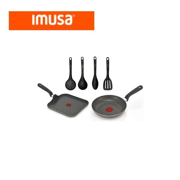 Set De Sartenes Y Utensilios Antiadherentes Imusa Cocina Facil 7 Piezas