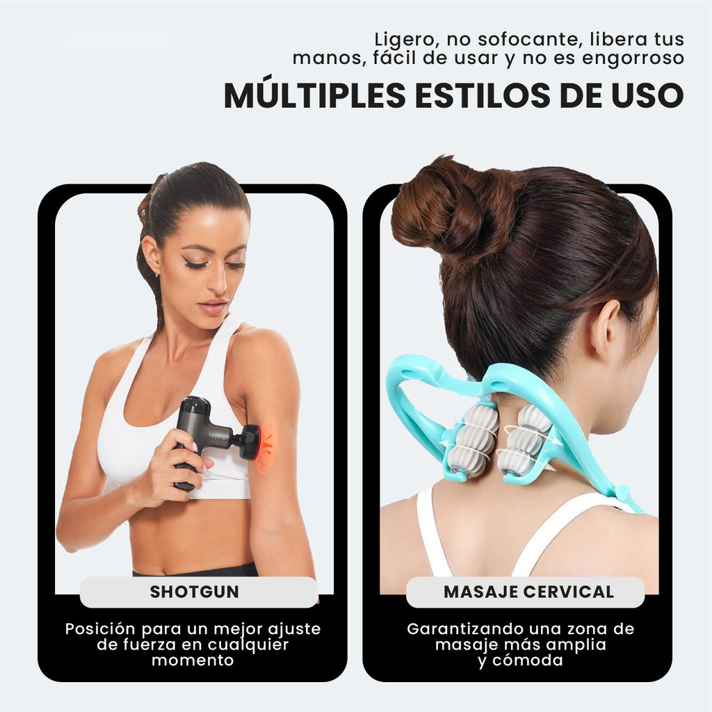 Pistola Masajeadora Recargable Relajante Anti Estres Con Masajeador Manual