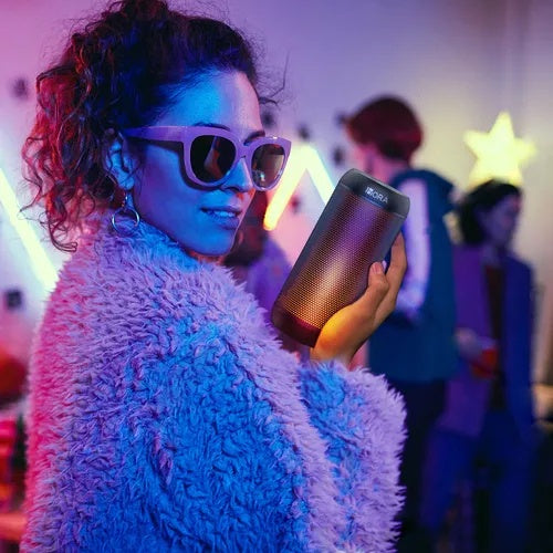 Bocina Bluetooth Inalambrico Con Luces Led 1Hora Boc242 Negro