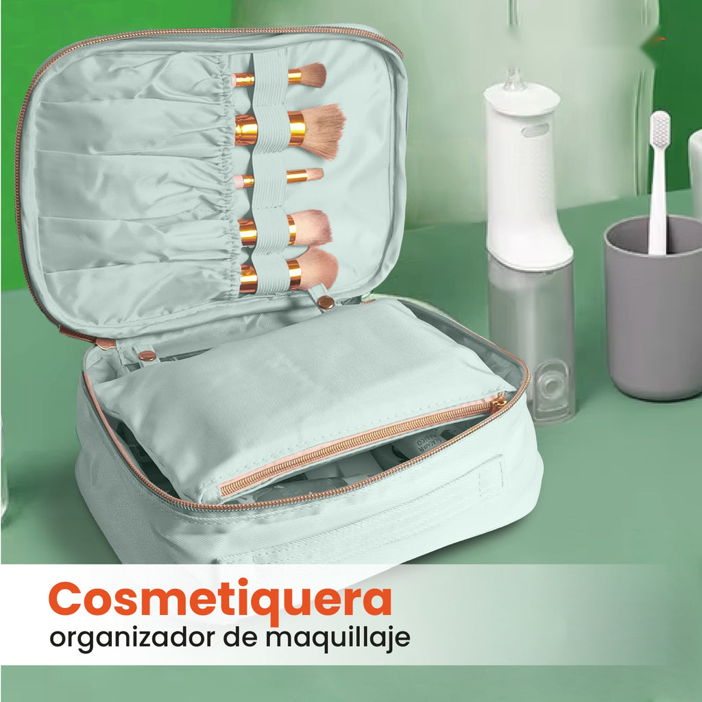 Cosmetiquera Para Dama Organizador Maquillaje Neceser Verde Claro
