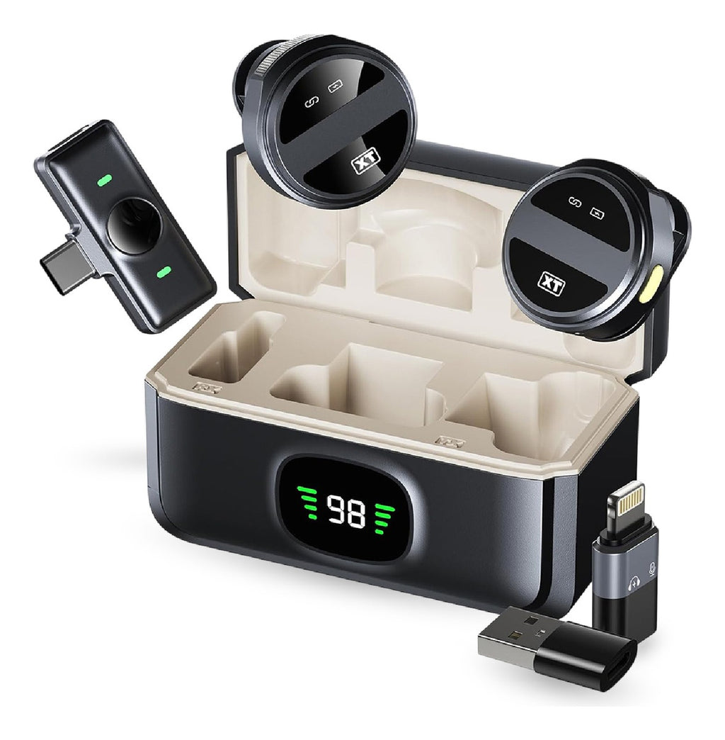 Microfono Inalambrico Solapa Magnetico Solapa Doble Canal Profesional 40Hrs