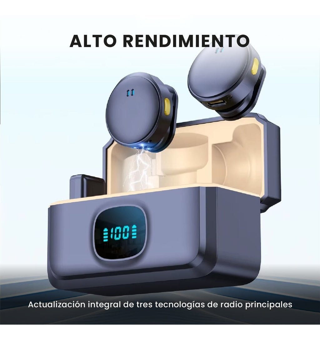 Microfono Inalambrico Solapa Magnetico Solapa Doble Canal Profesional 40Hrs