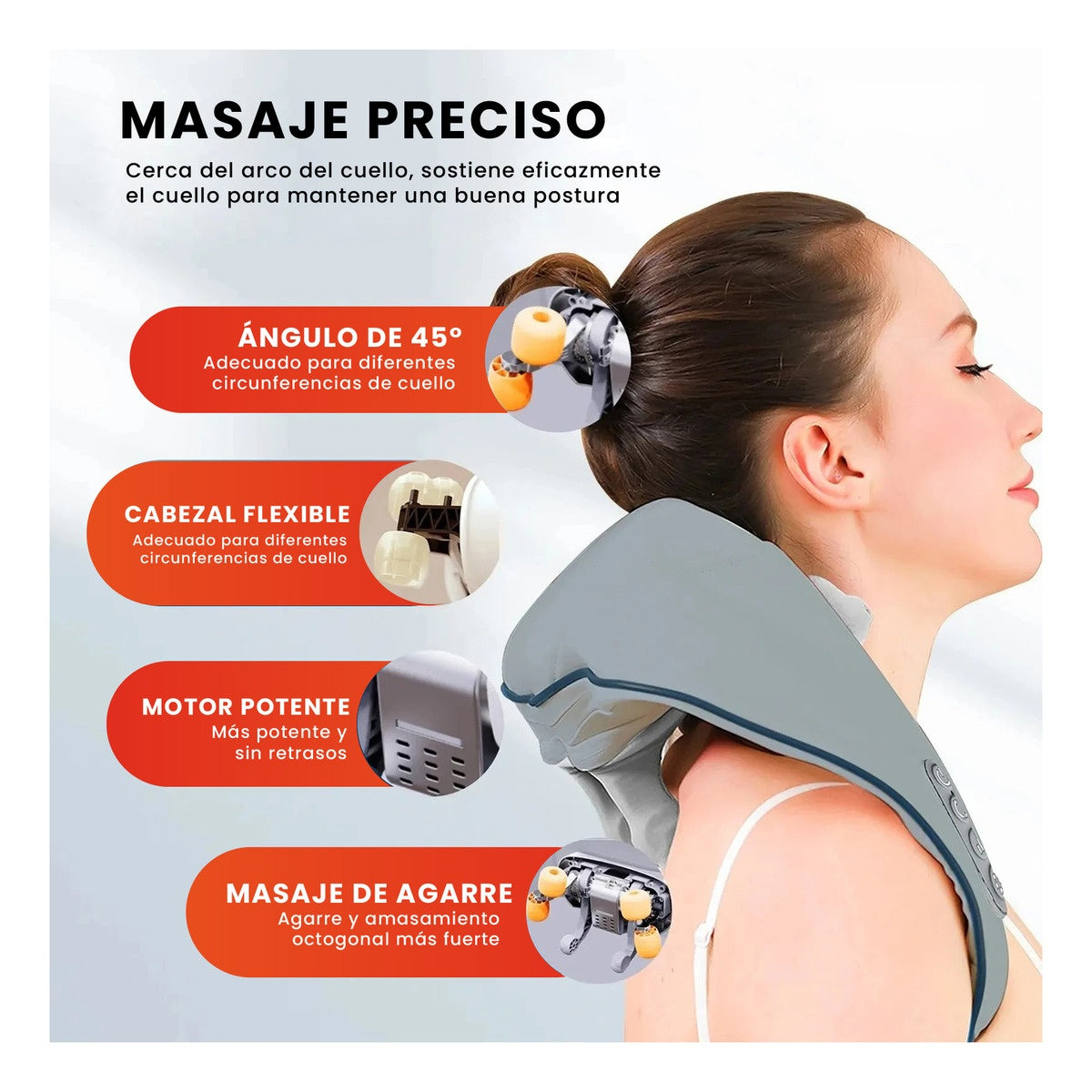 Masajeador De Cuello Antiestres Recargable Alto Confort Con Calefaccion Para Cuello Espalda