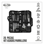 Set Utensilios 20 Piezas Parrilla Asados Bbq Acero Inoxidable Estuche