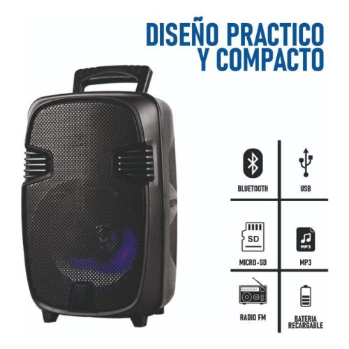 Parlante Cabina 8 Pulgadas Recargable Microfono 800W