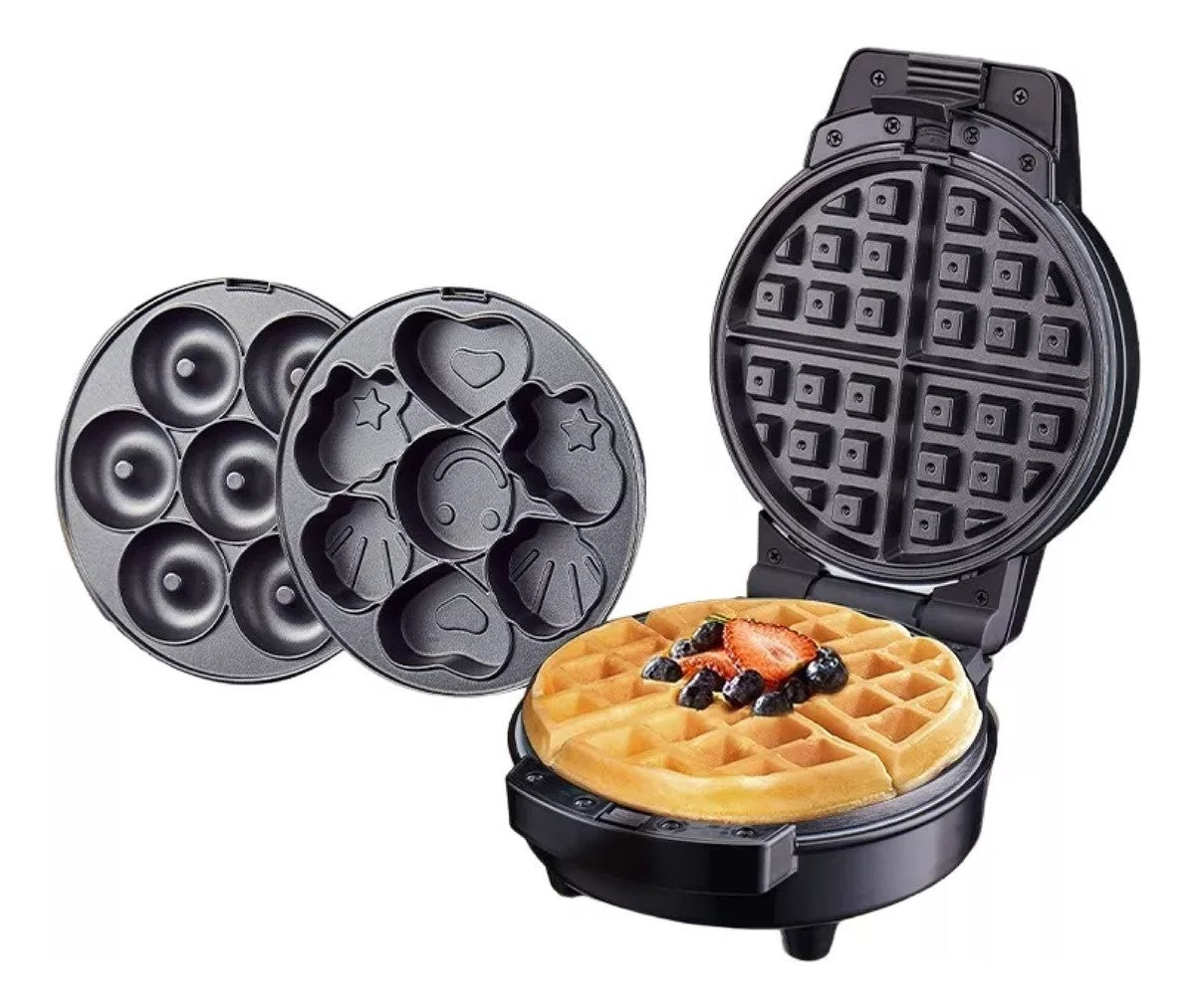 Maquina De Donas Waflera Figuras 3 En 1 Snak Maker 600W