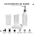 Organizador De Bano 4 Piezas De Lujo Con Dispensador De Jabon Premium Blanco