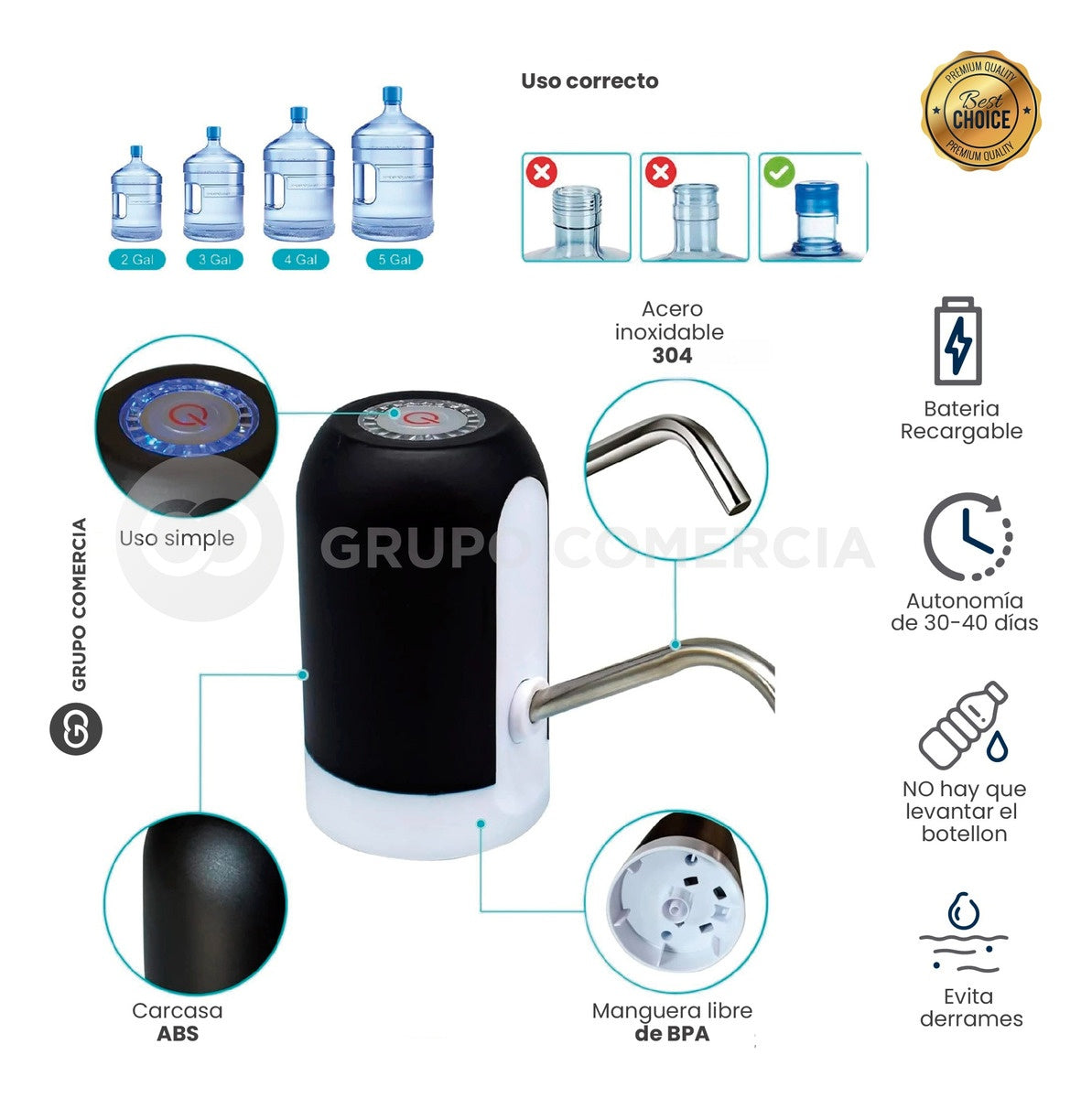 Dispensador Automatico De Agua Recargable Para Botellon
