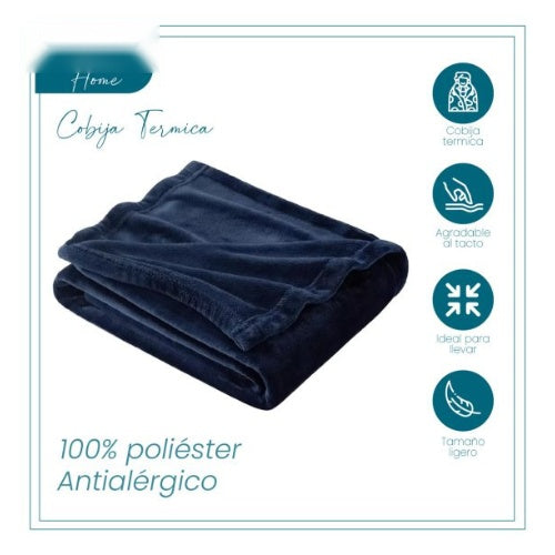 Cobija Termica 180X240 Cm Suave Terciopelo Azul Slim