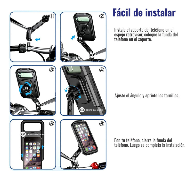 Soporte Holder Moto Base Metalica Antirrobo Espejo Universal