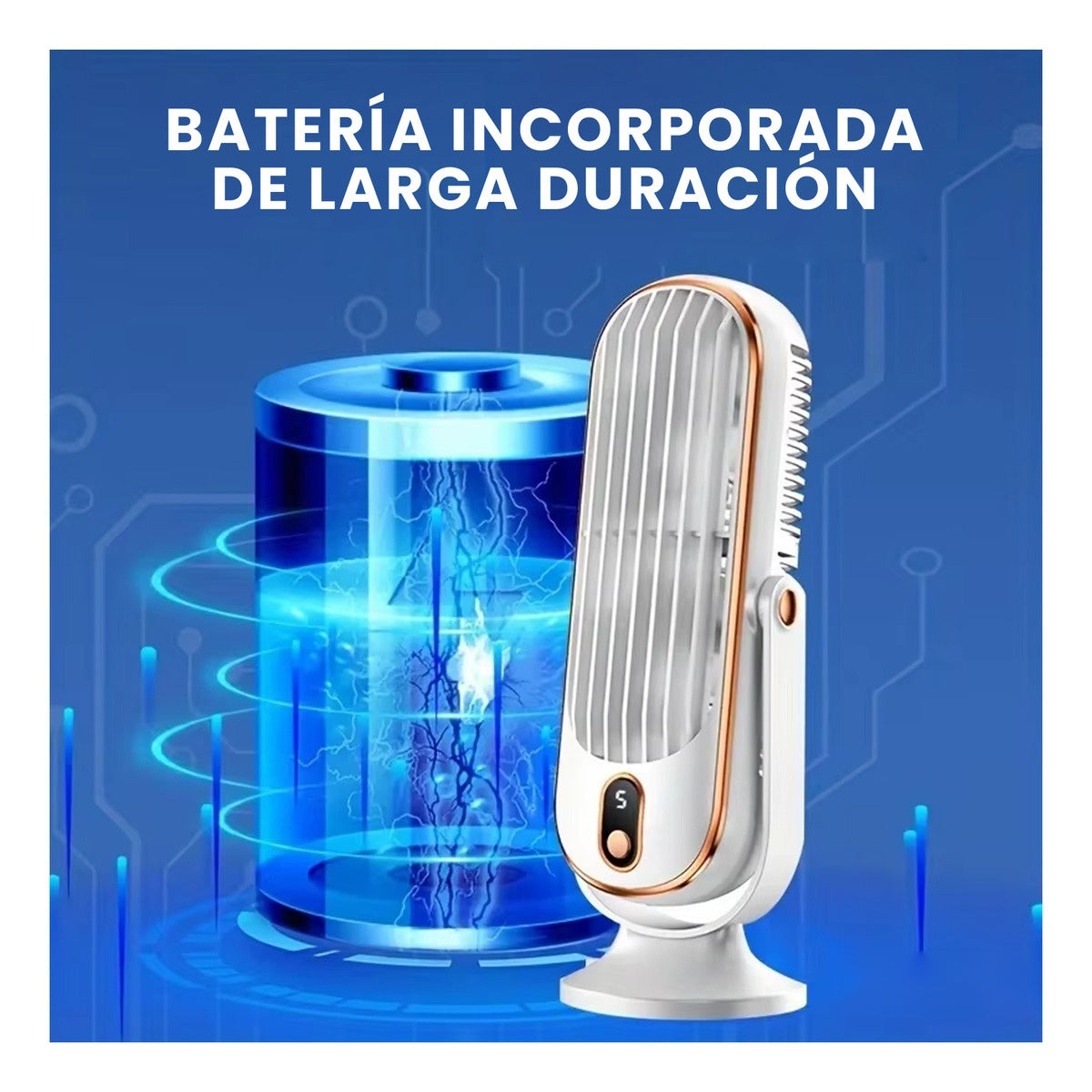 Ventilador De Mesa Escritorio Digital 5 Velocidades Silencioso Elegante Innovo Recargable