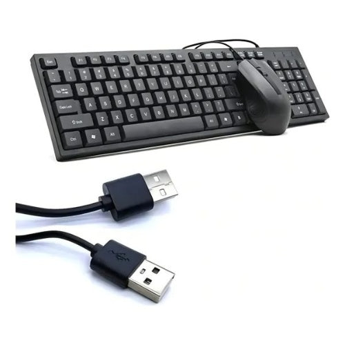 Combo Teclado En Espanol + Mouse Optico De Cable Usb Seisa Mouse Negro Teclado Negro