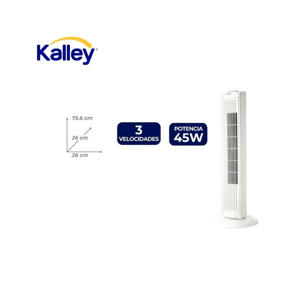Ventilador Torre Kalley 45W 3 Velocidades Silenciosa Ahorro Energetico