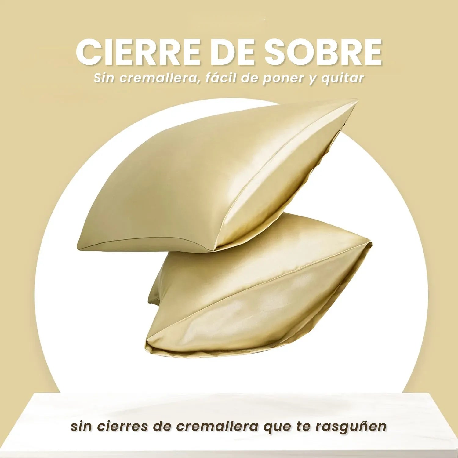 Combo Cubrelecho Beige Termico Cama Doble + 2 Almohadas Confort + Obsequio Fundas Satin