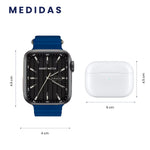 Combo Smartwatch Sport V11 Classic Suit 7 Pulsos Negro Con Audifonos Y Soporte Giratorio Celular
