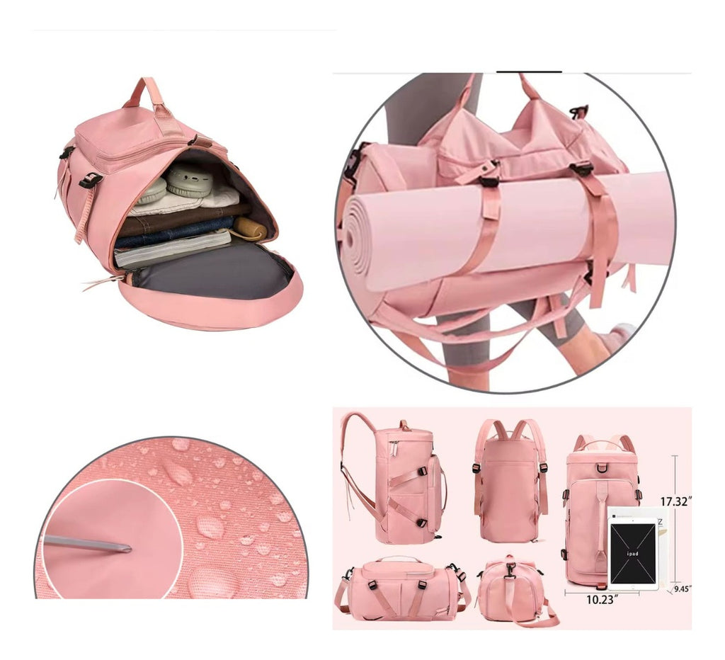 Bolso Maleta Morral Deportivo Impermeable Multifuncional Pink Rose