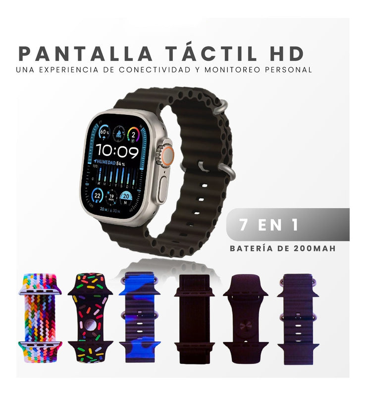 Combo K12 Smart Watch 7 Pulsos Negro V5.3 Wireless Con Audifonos Tactil Y Audifonos Diadema