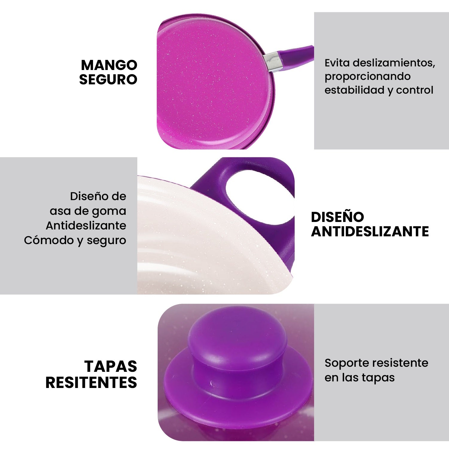 Juego De Ollas Con Tapa Vidrio Esmaltada Con Utensilios 13 Piezas Morado