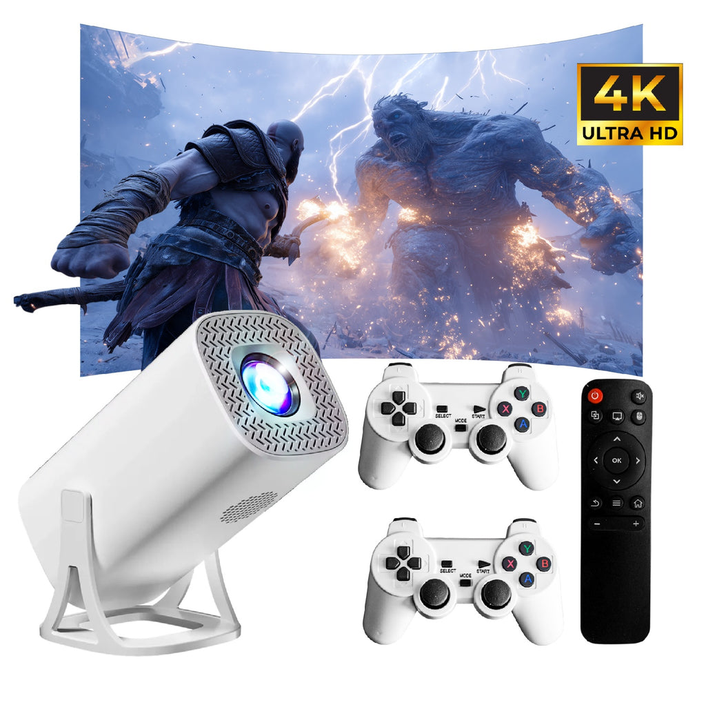 Proyector Smart S40 Max Pro 4K Android 11 Wifi 5G + 2 Controles Pantalla 200 30.000 Juegos Y Apps