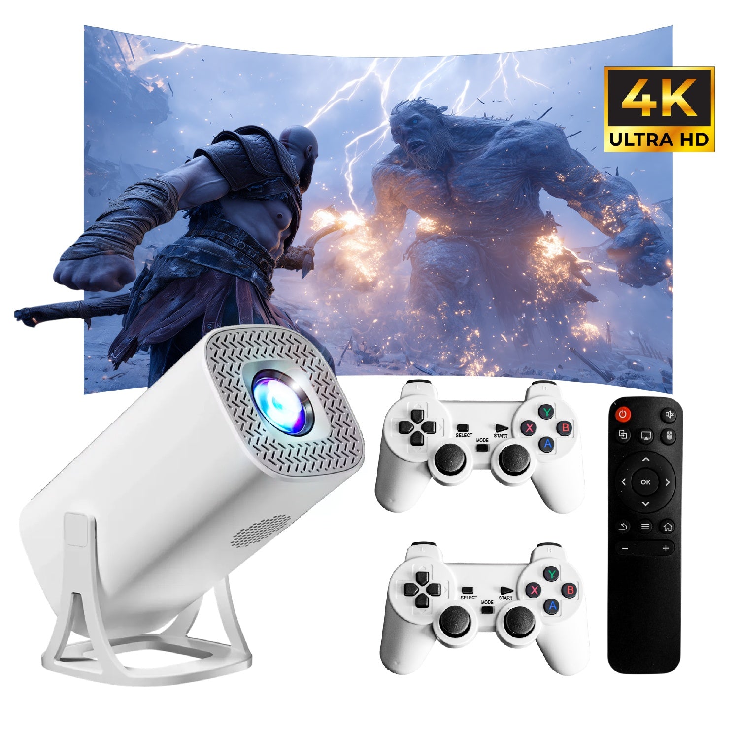 Proyector Smart S40 Max Pro 4K Android 11 Wifi 5G + 2 Controles Pantalla 200 30.000 Juegos Y Apps