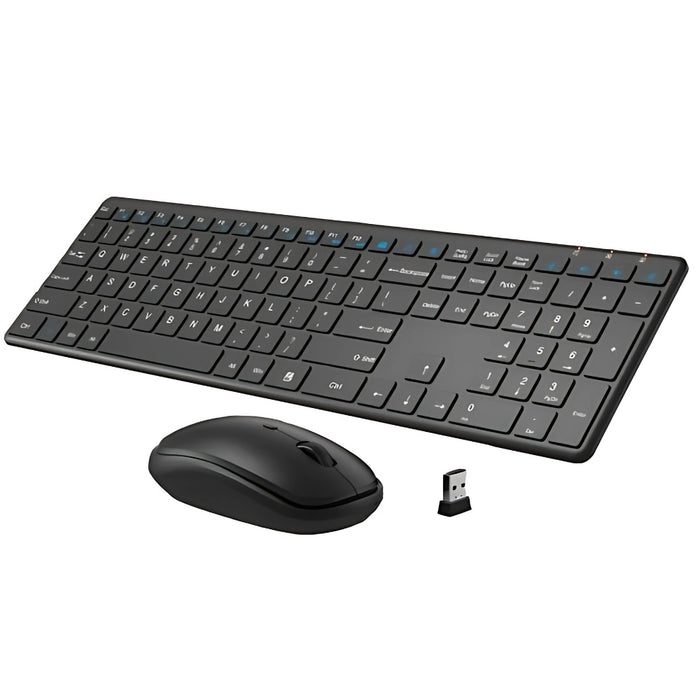 Teclado Con Mouse Inalambrico Usb Receptor Slim Elegante Km Negro Con Numeros