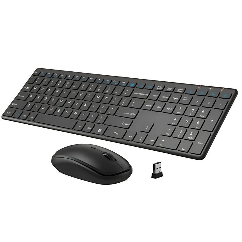Teclado Con Mouse Inalambrico Usb Receptor Slim Elegante Km Negro Con Numeros