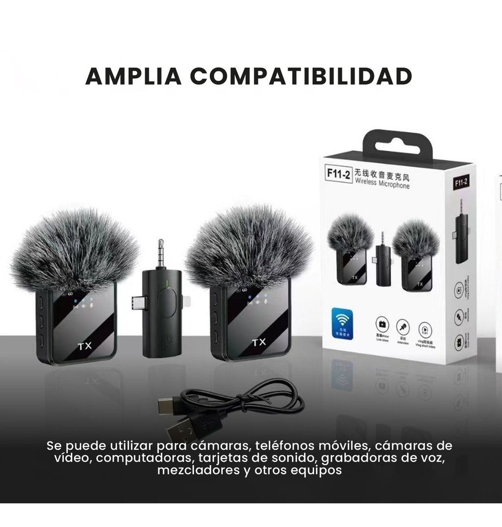 Microfono Solapa Doble Inalambrico Profesional Tipo C Ip Jack Reduccion De Ruido Y 20M