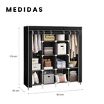 Closet Organizador De Ropa Plegable 4 Puertas 12 Espacios Tela Negro