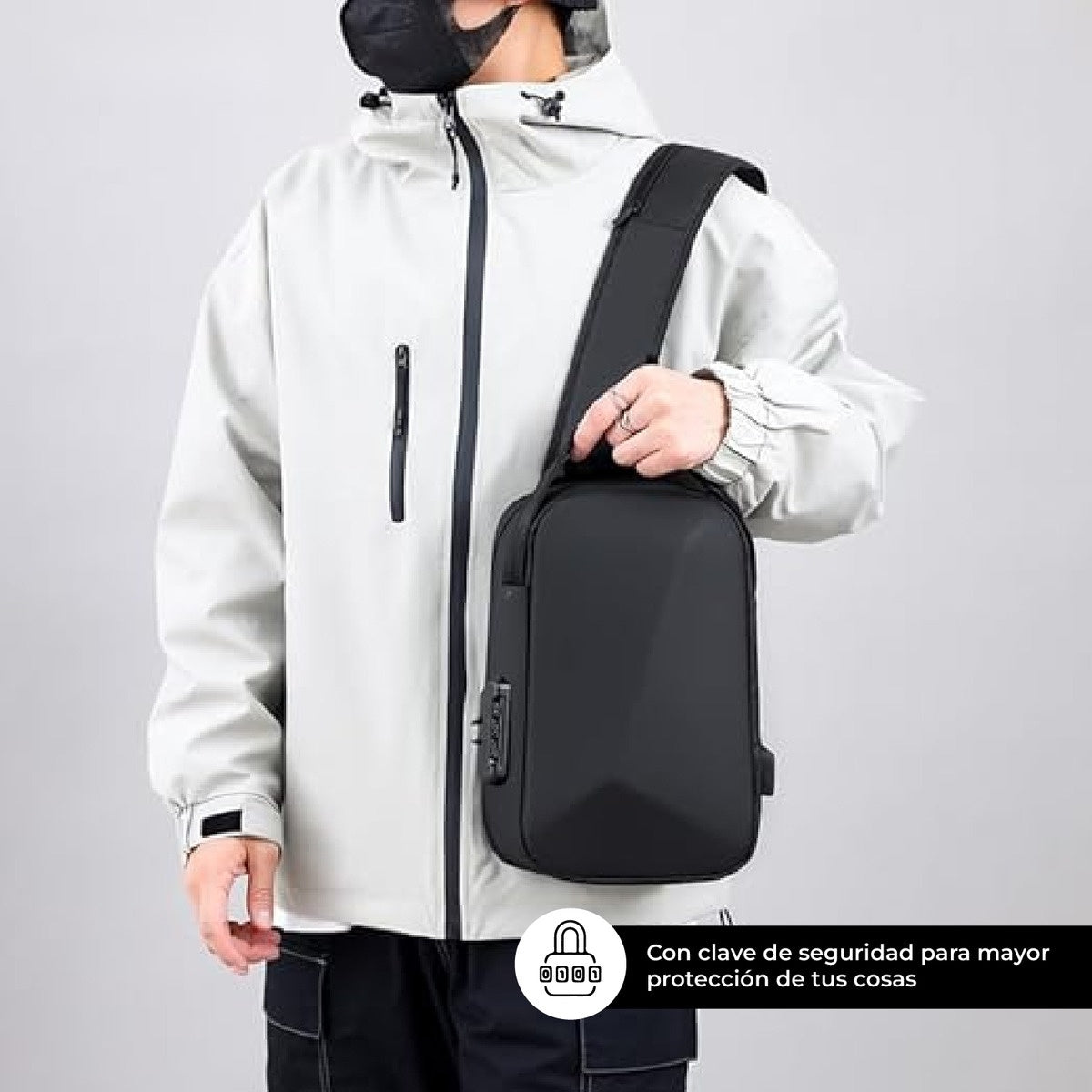 Morral Bolso Antirrobo Impermeable Con Puerto Usb Y Candado De Seguridad Negro