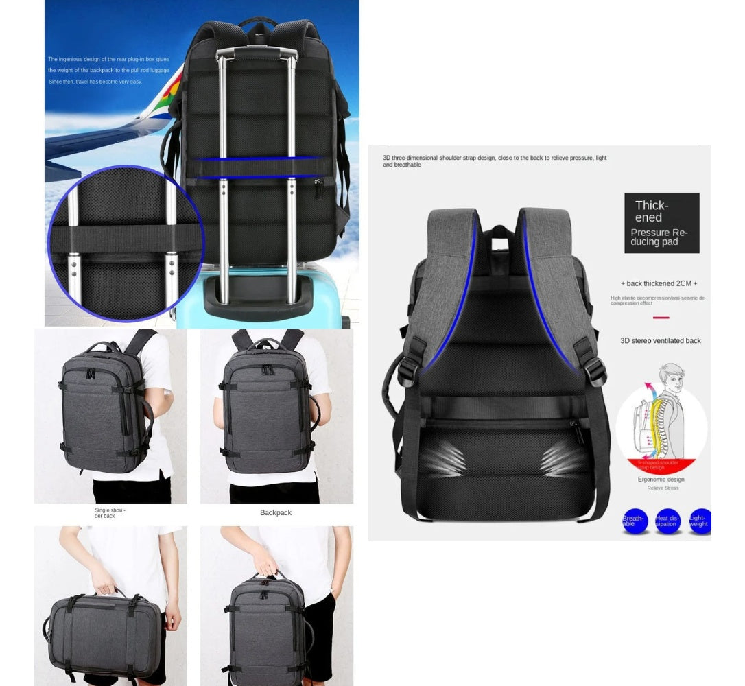 Maleta Bolso Morral Ejecutivo Universitario Para Laptop Pc Con Puerto Usb Premium Gris