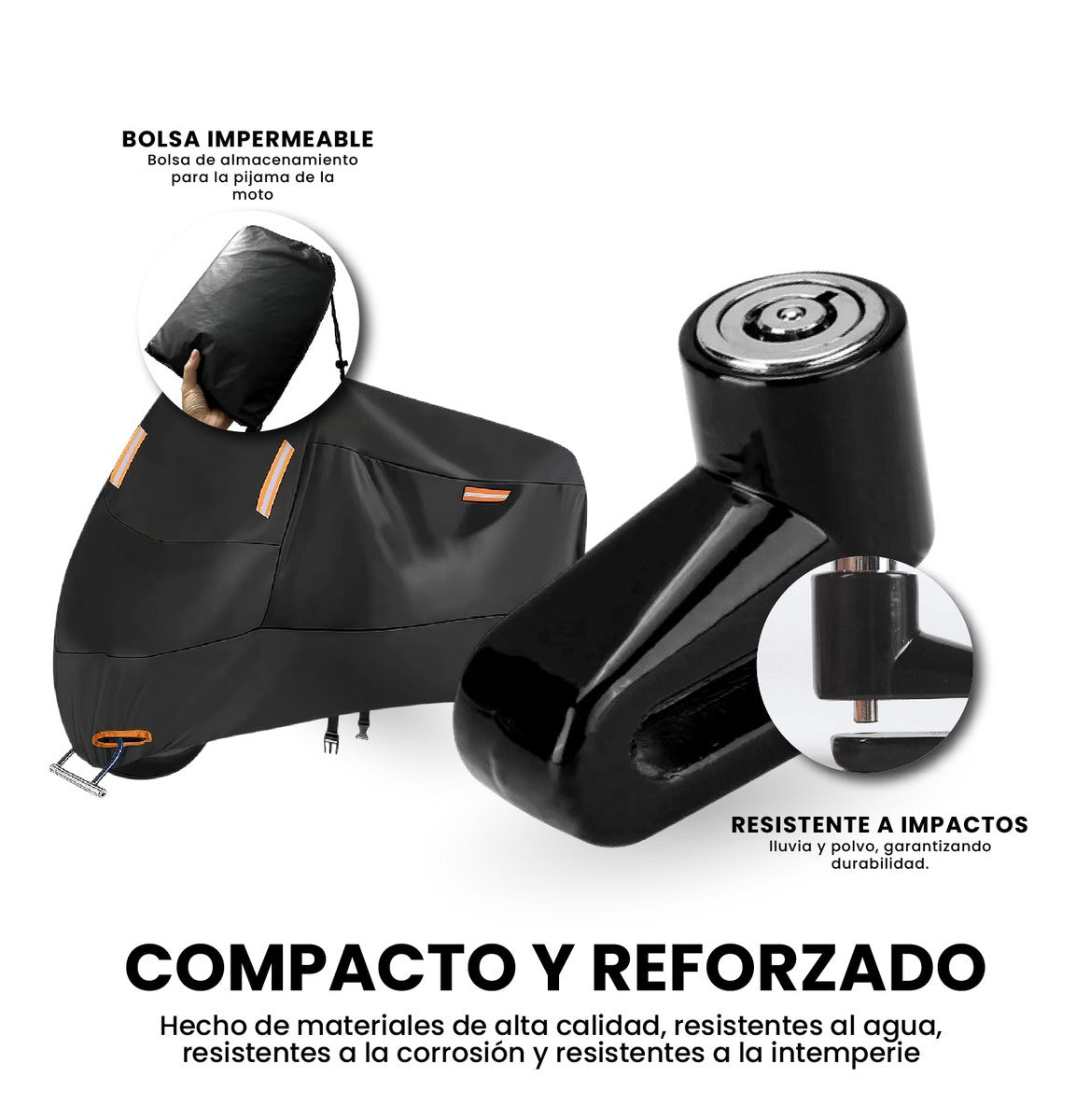 Funda Impermeable Para Moto Con Candado De Disco Antirrobo Protector Exterior Resistente