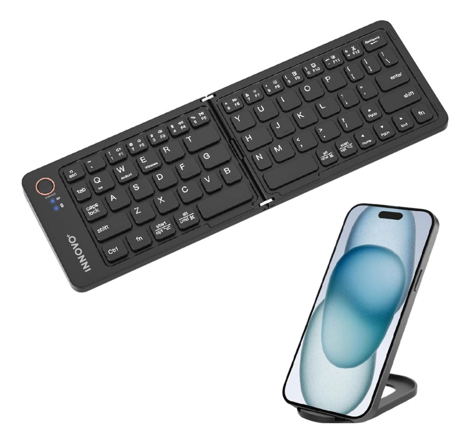 Teclado Plegable Portable Bluetooth + Soporte Giratorio Celular Innovo