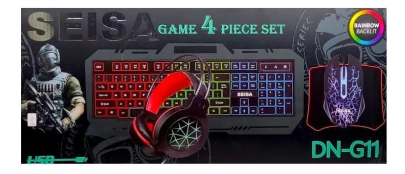 Combo Gamer Kit Teclado Mouse Diadema Pad Mouse Rgb Gamer