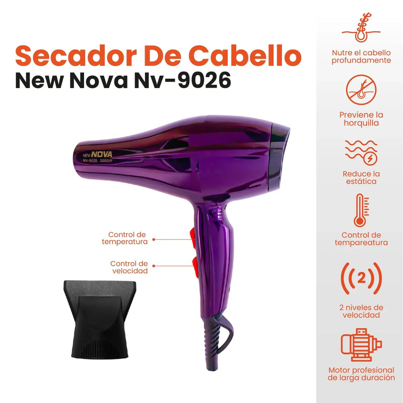 Secador De Cabello Alta Potencia 5000W Nova 9026 Original