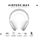 Audifonos Airpods Max 1.1 Replic Magnetica Full Sonido Bluetooth Estuche Blanco