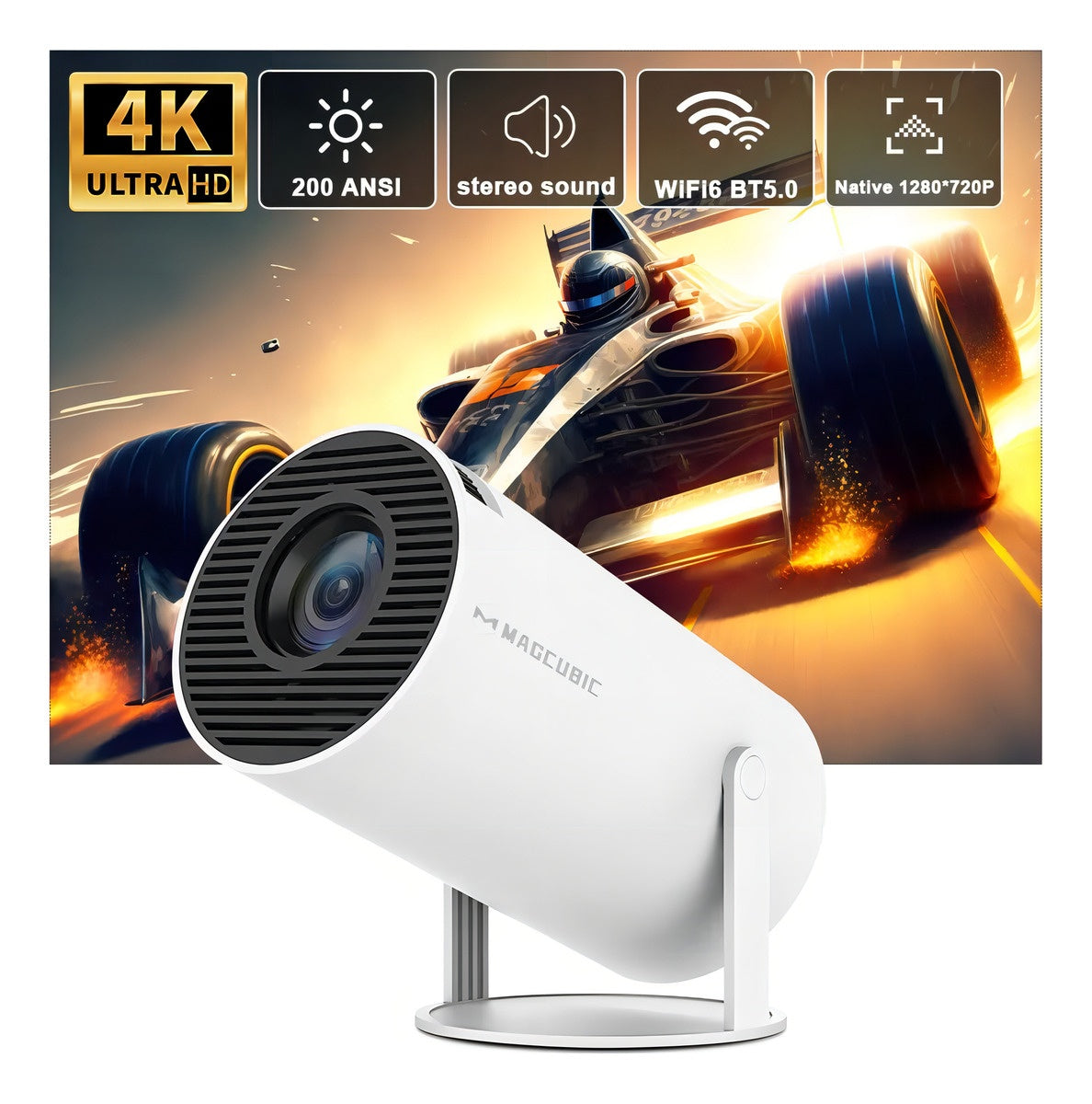 Mini Proyector Inteligente Magicubic Hy300 Wi-Fi Con Android 11 | Usb Hdmi Bluetooth | 130 Pulgadas De Calidad Pura