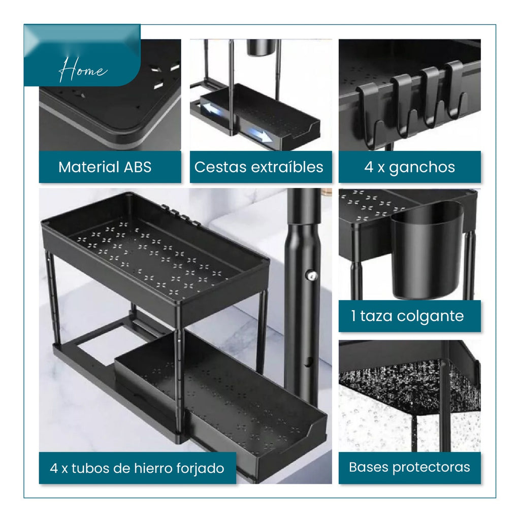 Organizador Multifuncional Para Hogar 2 Niveles Bano Cocina Innovo Home