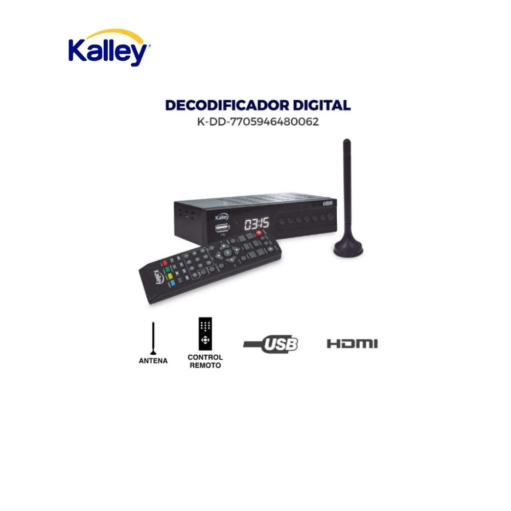 Decodificador Digital Kalley Tdt Hdmi Usb Con Control Remoto Y Antena