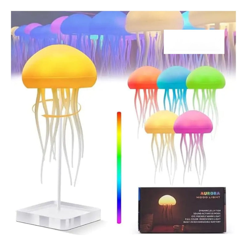 Lampara De Mesa Noche Relajante Medusa Decoracion Movimiento Led Rgb