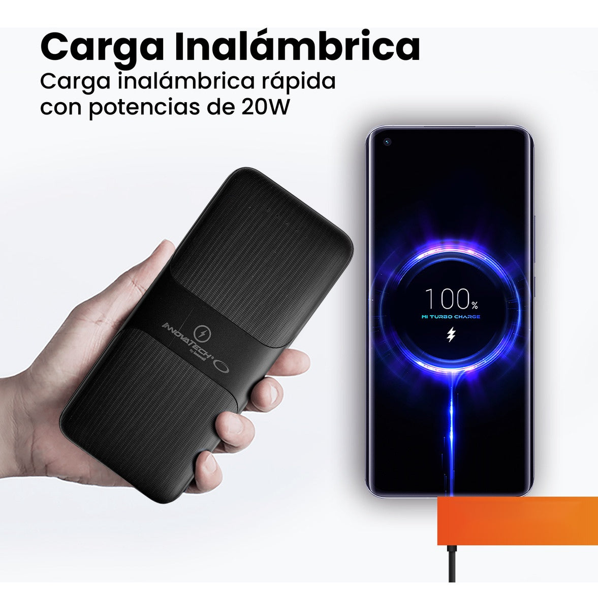 Power Bank Carga Inalambrica Y Cable 10.000Mah Carga Rapida Innovo