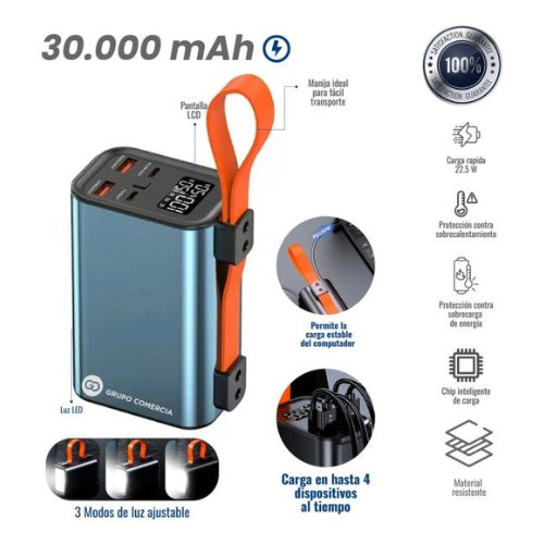 Power Bank Cargador Portatil 30.000Mah Pd 100W Usb C Laptop