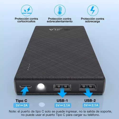 Power Bank Bateria Portatil 10000Mah Bateria 1Hora