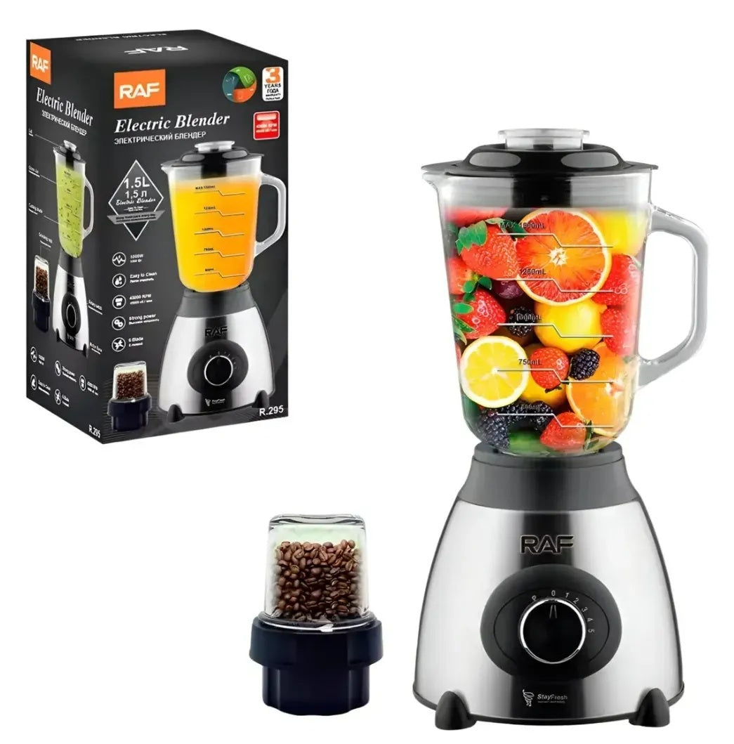 Licuadora Vidrio 2 En 1 Pica Todo Acero Inoxidable Raf Premium