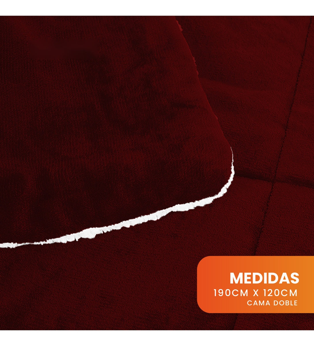 Cubrelecho Termico Doble Funda Almohadas Cama Doble Inn Home Vinotinto