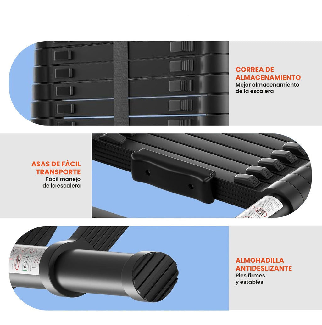 Escalera Telescopica 2.6 Metros Ajustable Aluminio Practica Innovo
