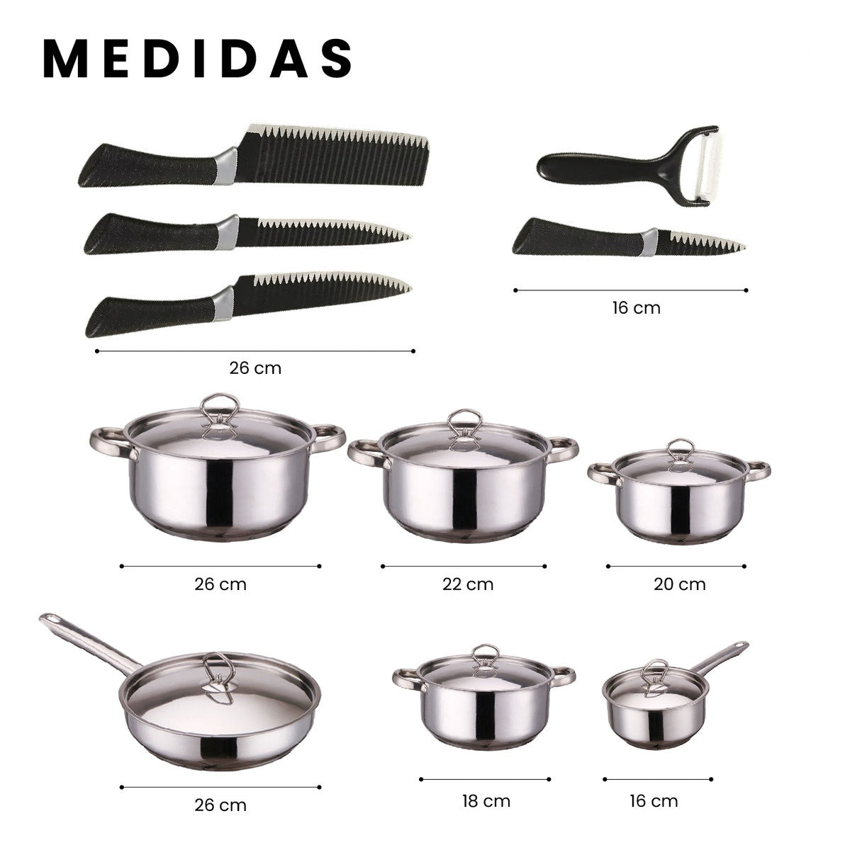 Juego Ollas Y Sartenes 45 Piezas Acero Quirurgico Inoxidable Antiadherente Cocina Cookware