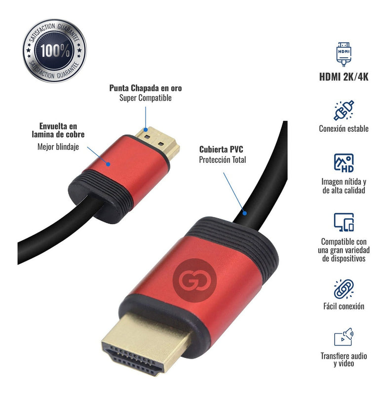 Cable Hdtv 10 Metros Alta Definicion Hd 1080P Velocidad 4K